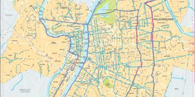 Mapa de Lió bicicleta