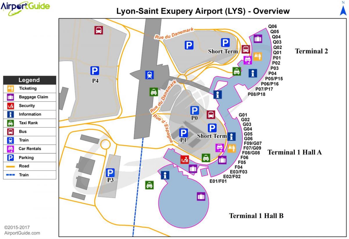 Lió, frança mapa de l'aeroport