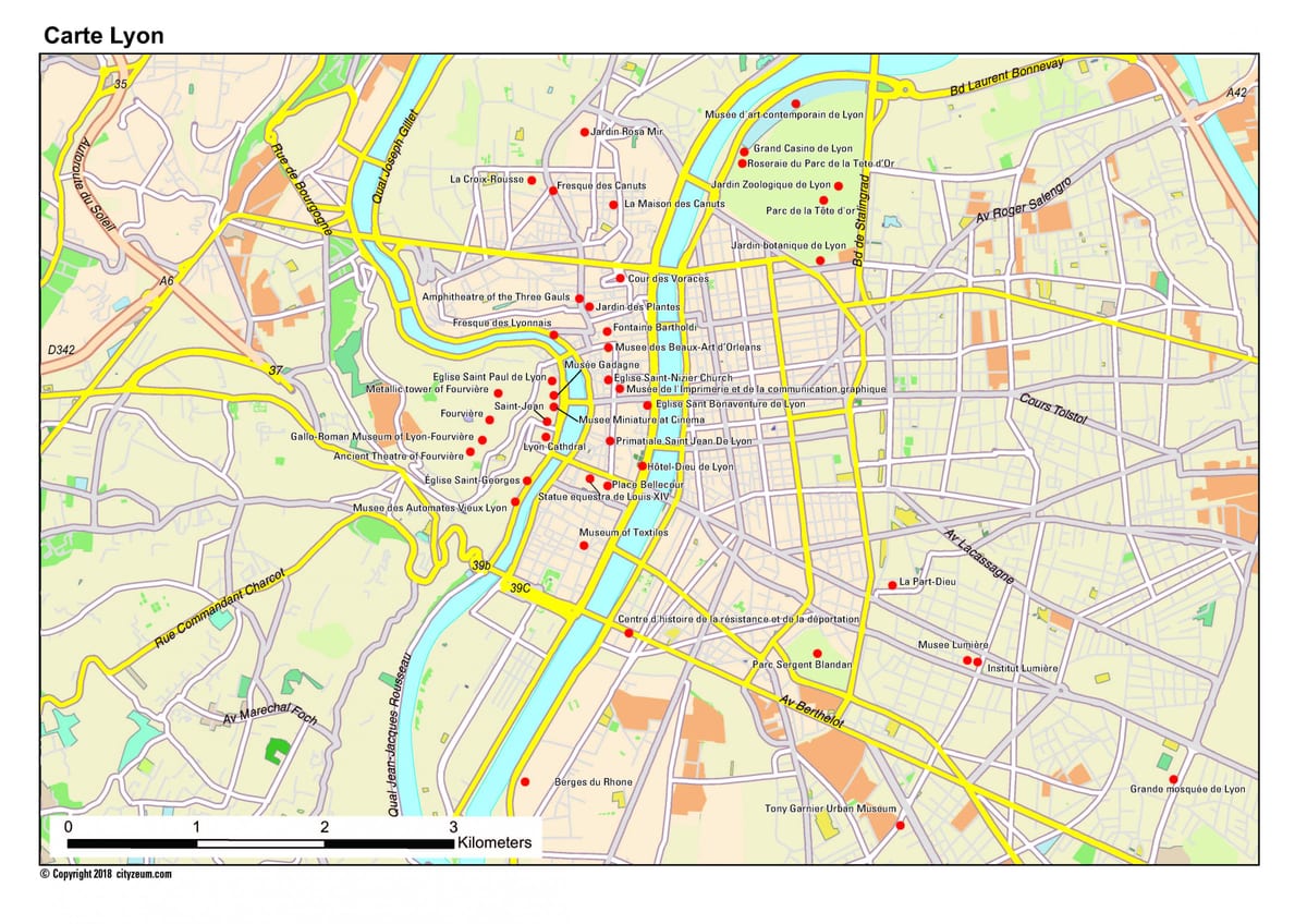 Lió atraccions turístiques mapa