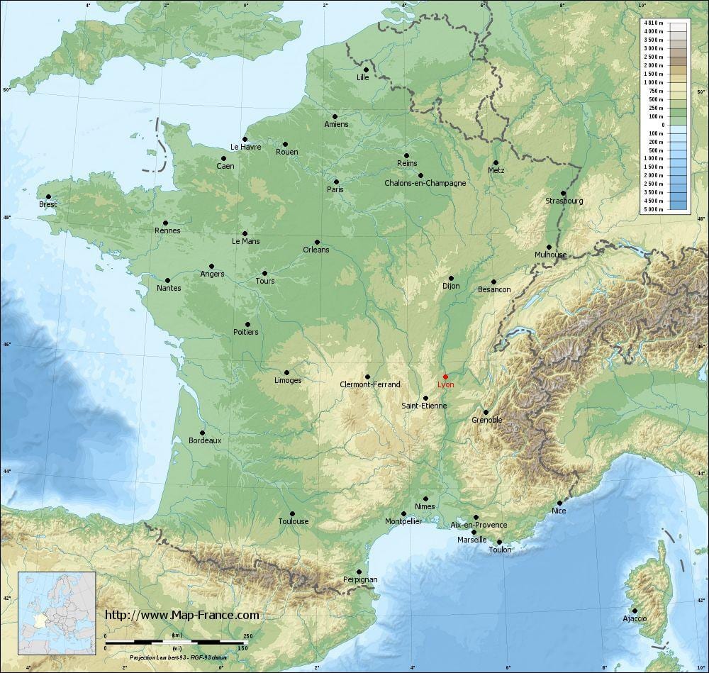Lió, frança mapa de la ciutat