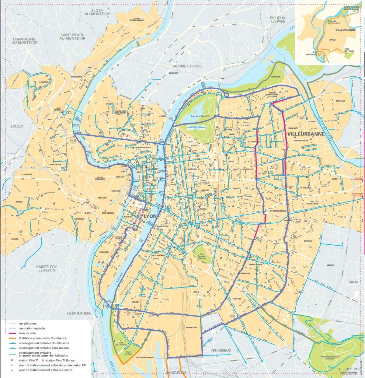 mapa de Lió bicicleta