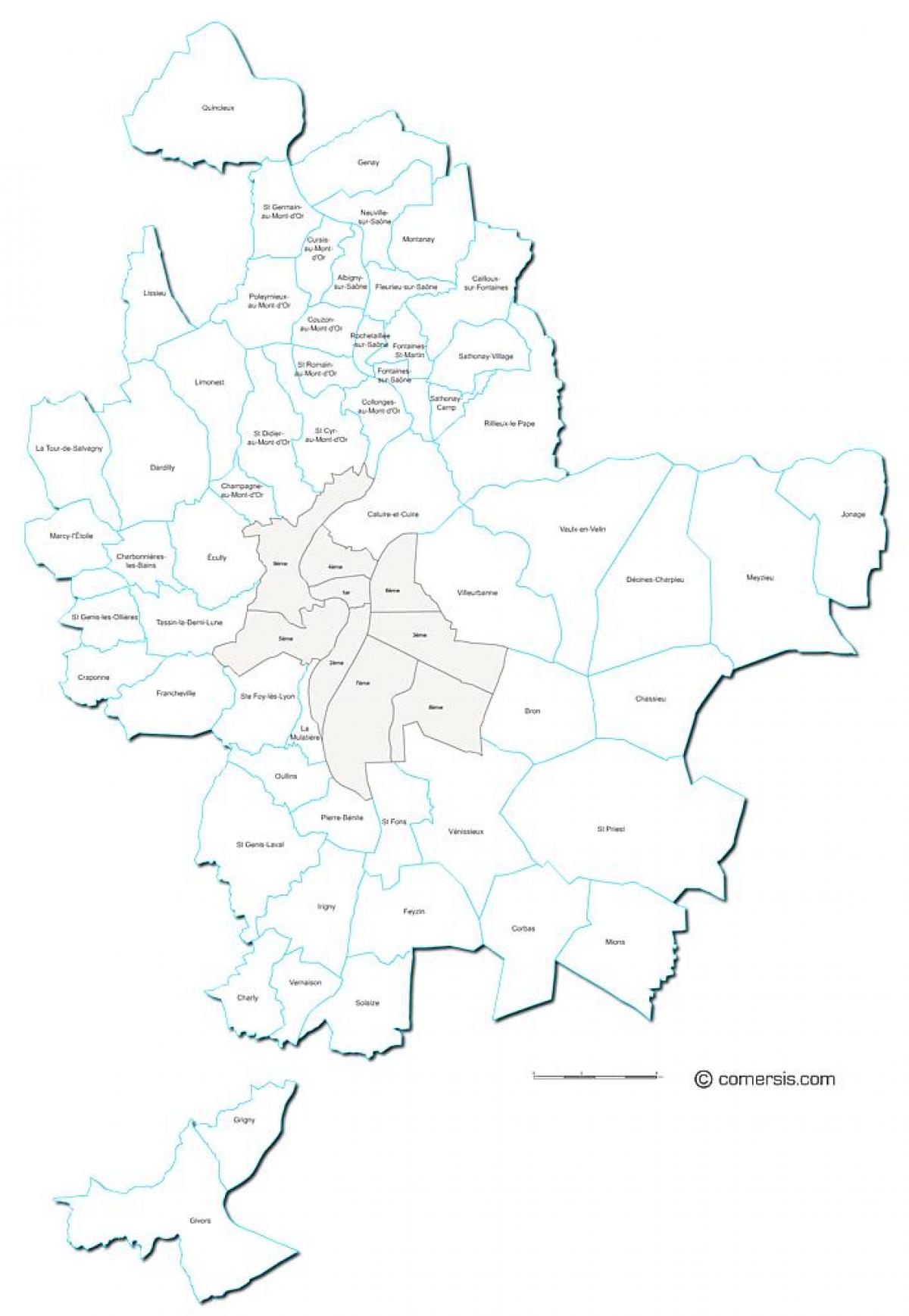 mapa de frança Lió regió