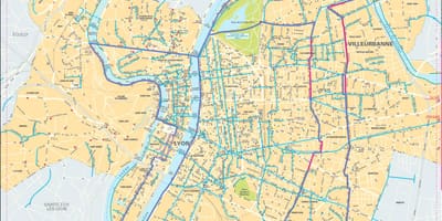 Mapa de Lió bicicleta