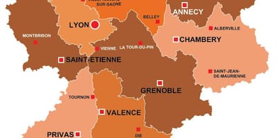 Lió regió de frança mapa